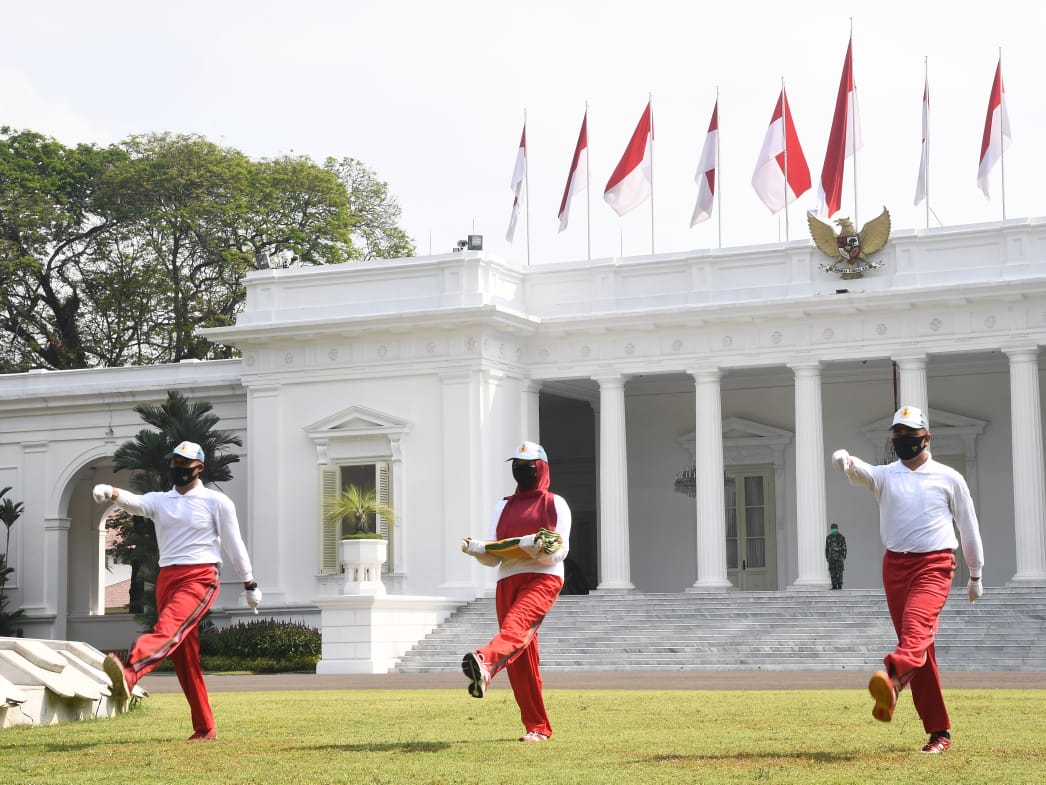 Setpres Helat Latihan Penaikan Bendera Upacara HUT ke-75 Kemerdekaan RI