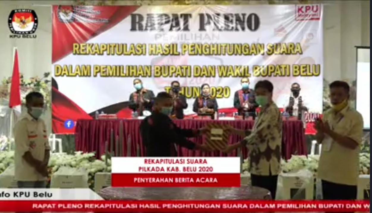 Pilkada Belu 2020, Ketua KPU Tetapkan Paket SEHATI Sebagai Pemenang