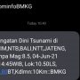 BMKG : SMS Peringatan Dini Tsunami & Gempa Bumi M 8,5 Tidak Benar