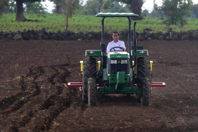 Momen Menarik, Presiden Jokowi Tanam Jagung Pakai Traktor di Jeneponto