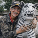 Patung Macan Putih Desa Balongjeruk Kediri Viral, Yuk Telisik Sosok Pematung