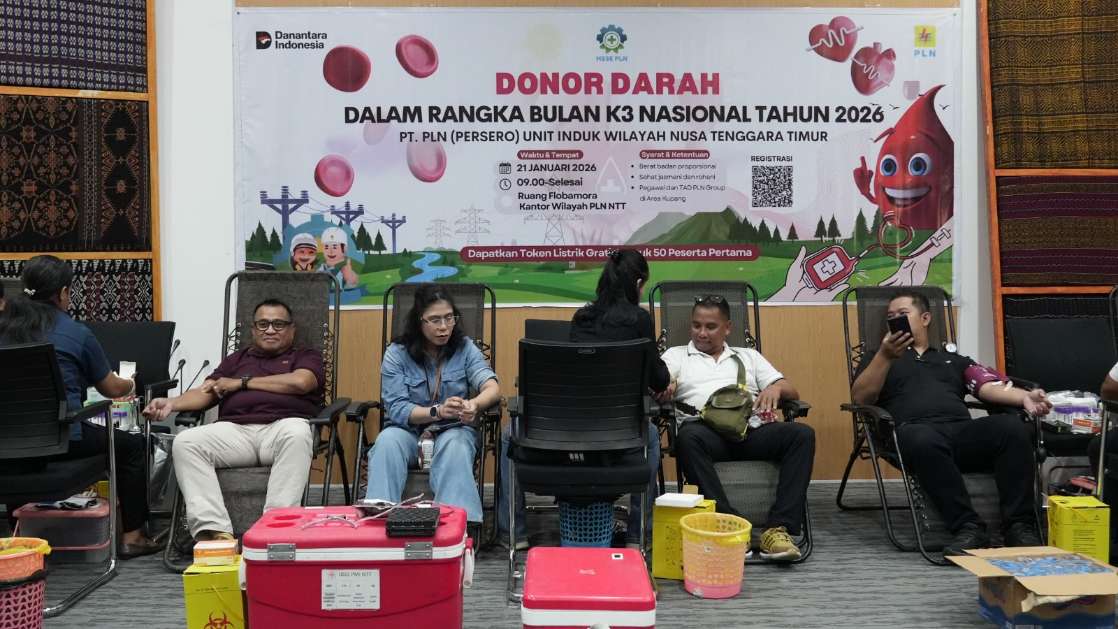 Donor Darah Bulan K3 Tahun 2026 PLN NTT Kumpulkan 65 Kantong Nyawa